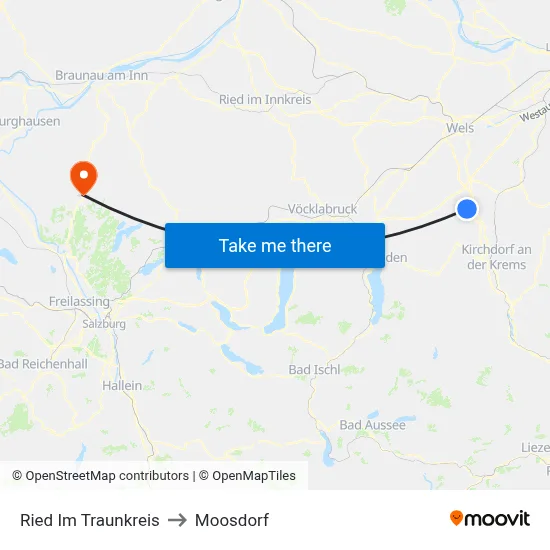 Ried Im Traunkreis to Moosdorf map