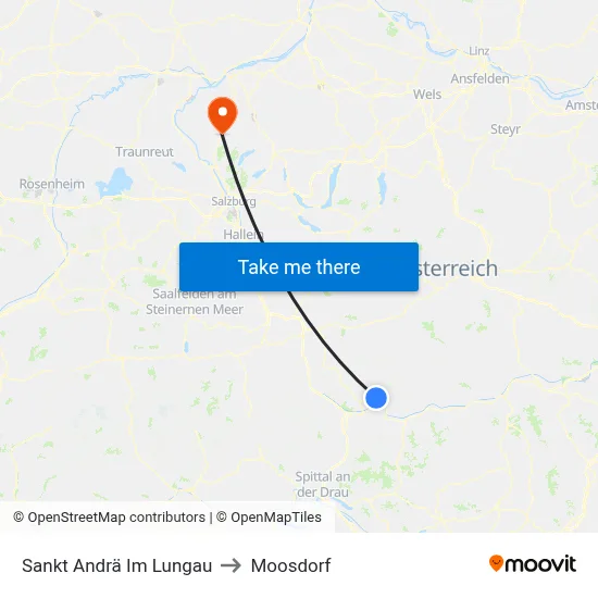 Sankt Andrä Im Lungau to Moosdorf map