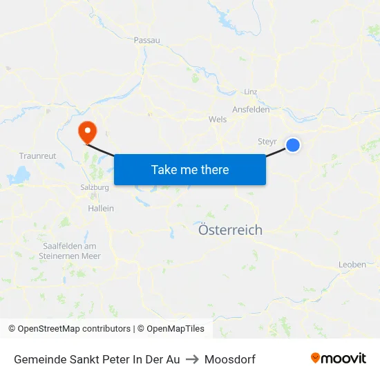 Gemeinde Sankt Peter In Der Au to Moosdorf map