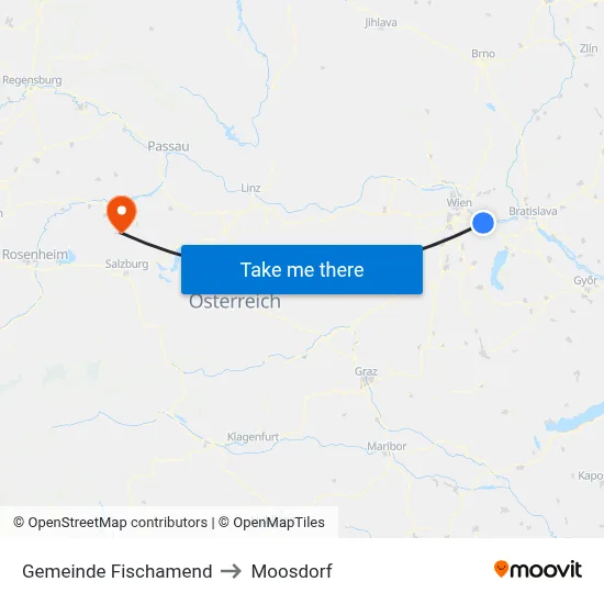 Gemeinde Fischamend to Moosdorf map