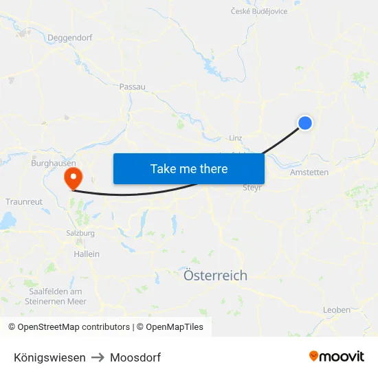 Königswiesen to Moosdorf map