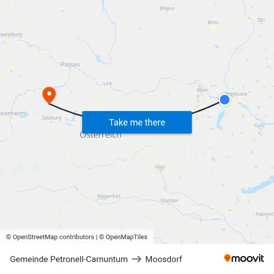 Gemeinde Petronell-Carnuntum to Moosdorf map
