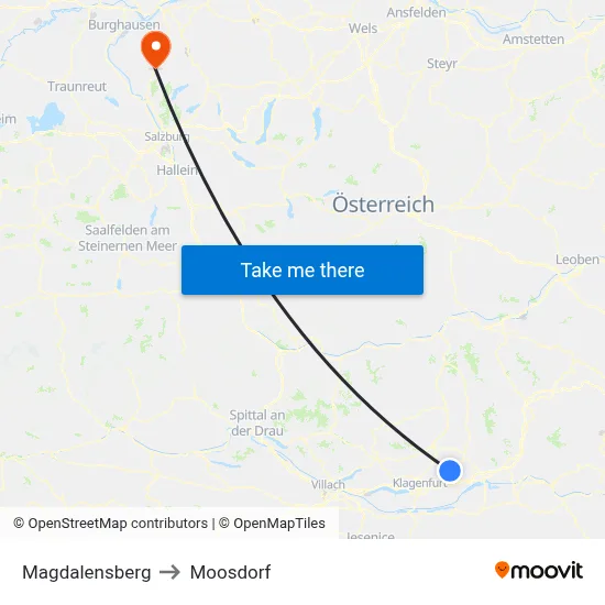 Magdalensberg to Moosdorf map