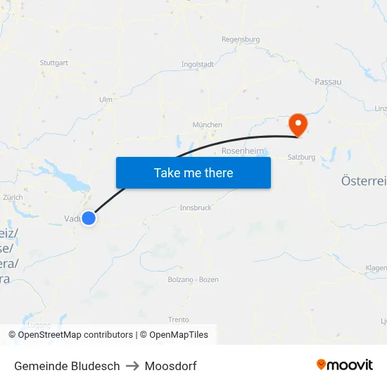 Gemeinde Bludesch to Moosdorf map