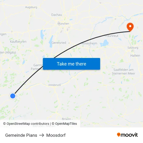 Gemeinde Pians to Moosdorf map