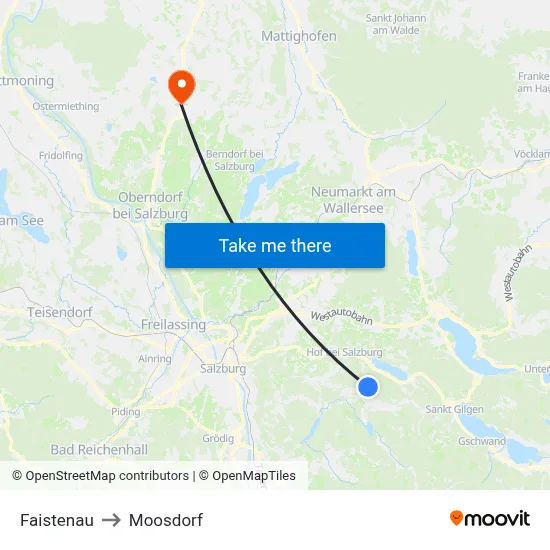 Faistenau to Moosdorf map