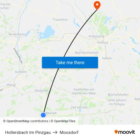 Hollersbach Im Pinzgau to Moosdorf map