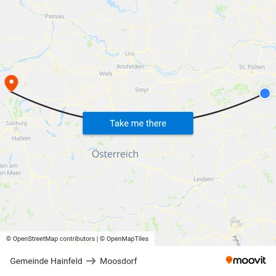 Gemeinde Hainfeld to Moosdorf map