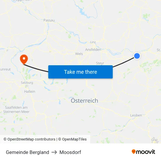Gemeinde Bergland to Moosdorf map