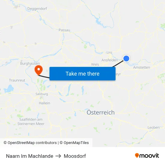 Naarn Im Machlande to Moosdorf map