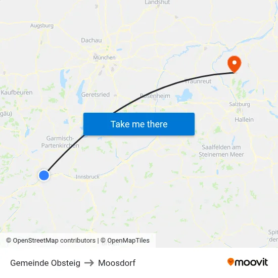 Gemeinde Obsteig to Moosdorf map