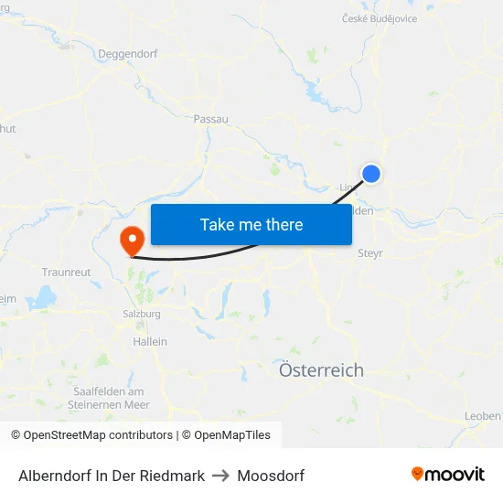 Alberndorf In Der Riedmark to Moosdorf map