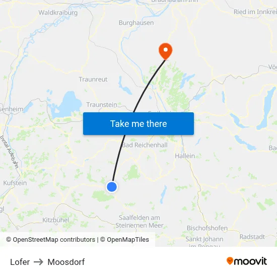 Lofer to Moosdorf map