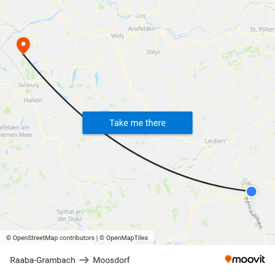 Raaba-Grambach to Moosdorf map
