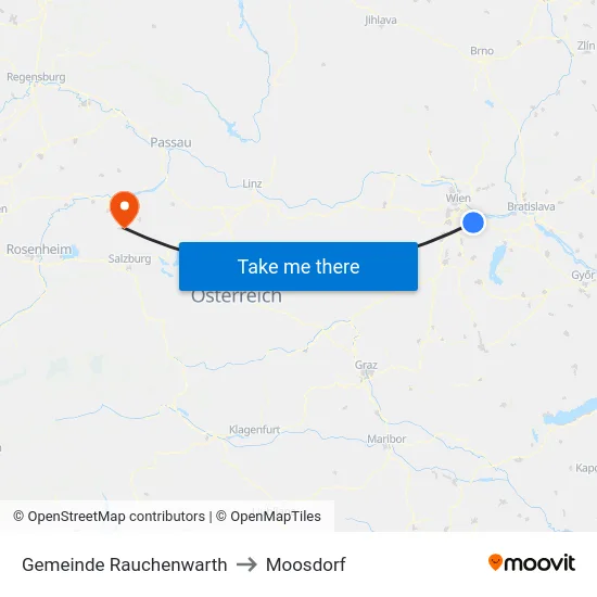 Gemeinde Rauchenwarth to Moosdorf map