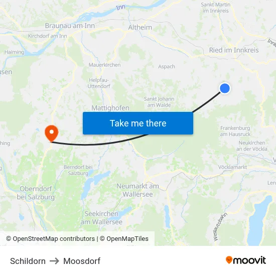Schildorn to Moosdorf map