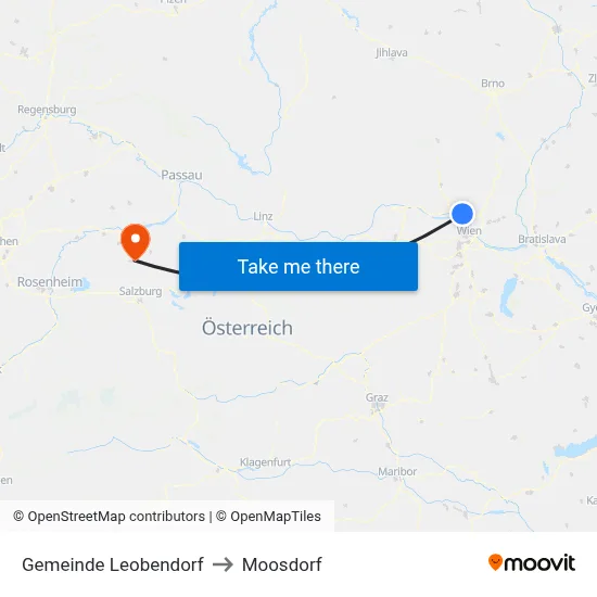 Gemeinde Leobendorf to Moosdorf map