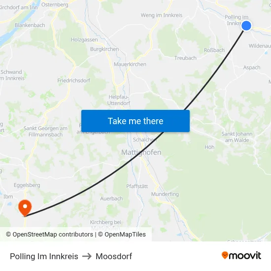 Polling Im Innkreis to Moosdorf map