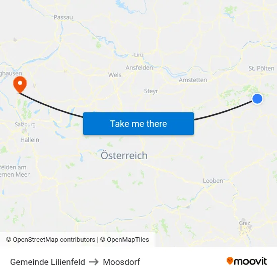 Gemeinde Lilienfeld to Moosdorf map