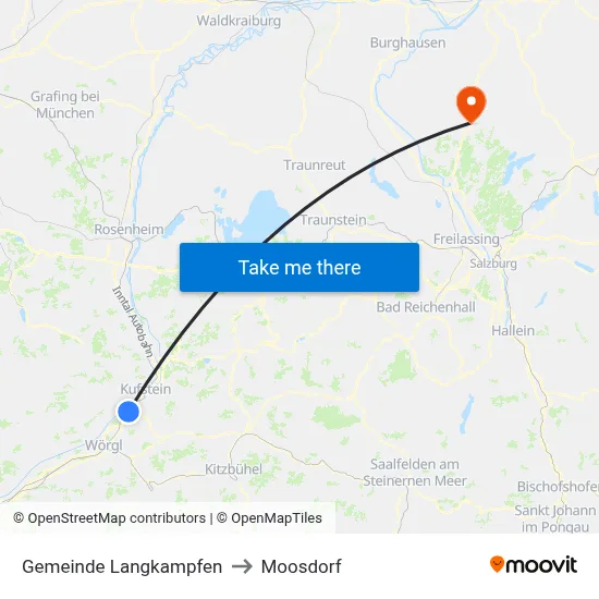Gemeinde Langkampfen to Moosdorf map