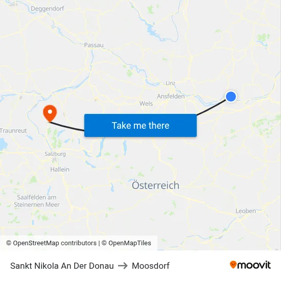 Sankt Nikola An Der Donau to Moosdorf map