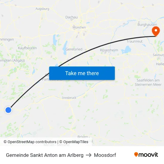 Gemeinde Sankt Anton am Arlberg to Moosdorf map