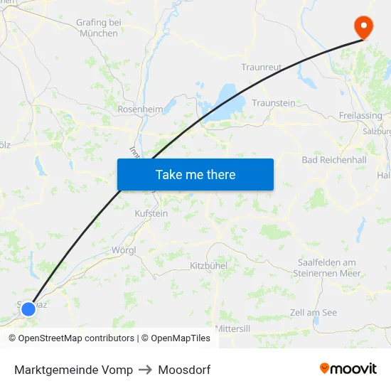 Marktgemeinde Vomp to Moosdorf map