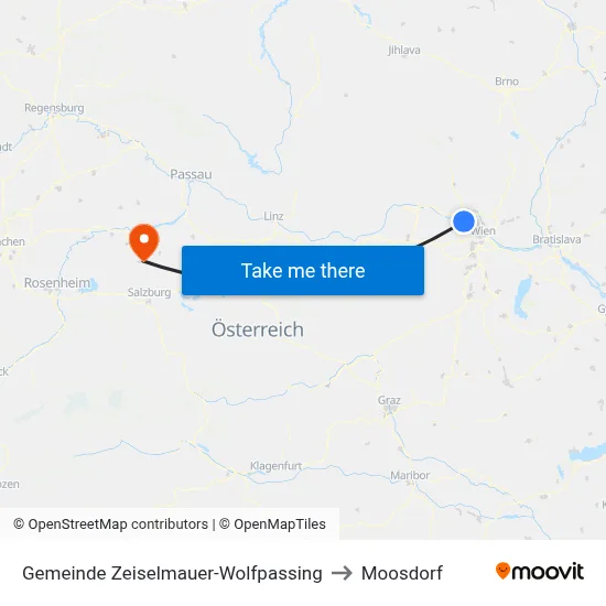 Gemeinde Zeiselmauer-Wolfpassing to Moosdorf map