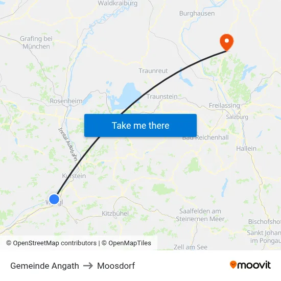 Gemeinde Angath to Moosdorf map