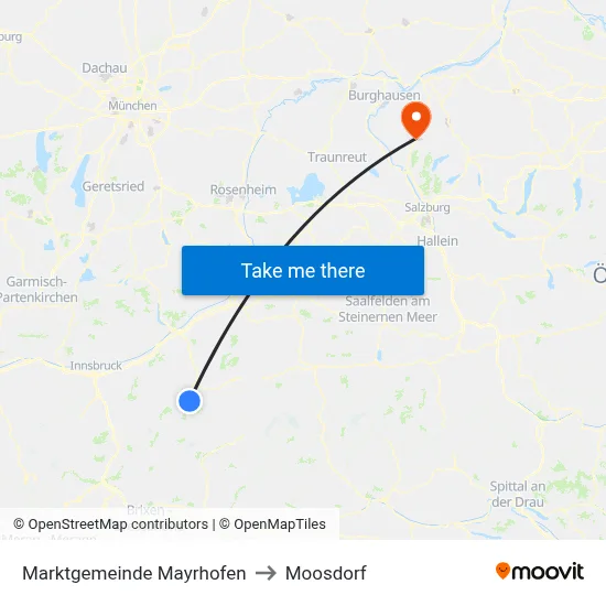 Marktgemeinde Mayrhofen to Moosdorf map