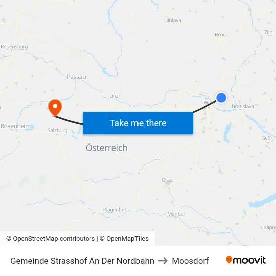 Gemeinde Strasshof An Der Nordbahn to Moosdorf map