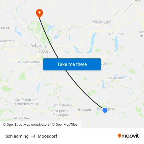 Schladming to Moosdorf map