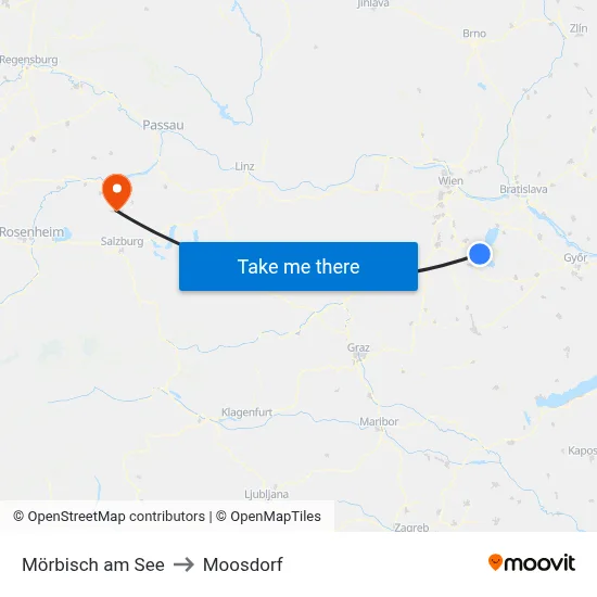 Mörbisch am See to Moosdorf map