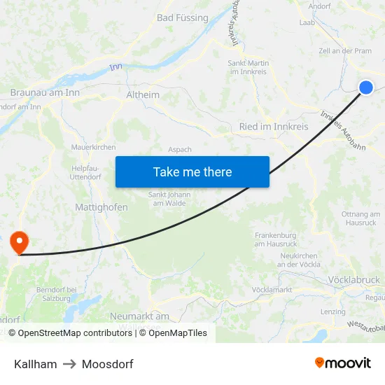 Kallham to Moosdorf map