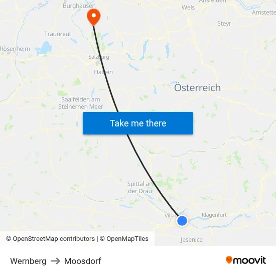Wernberg to Moosdorf map