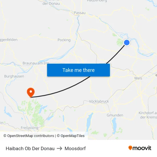 Haibach Ob Der Donau to Moosdorf map