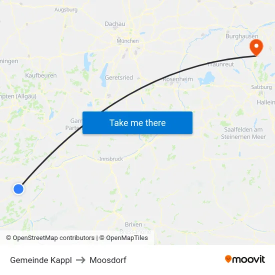 Gemeinde Kappl to Moosdorf map