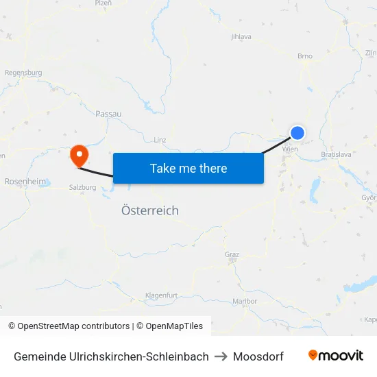Gemeinde Ulrichskirchen-Schleinbach to Moosdorf map