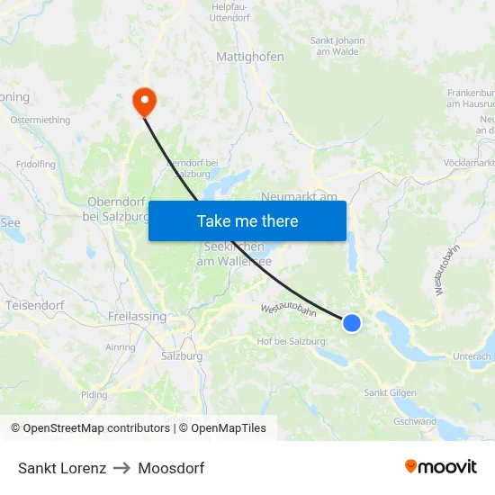 Sankt Lorenz to Moosdorf map