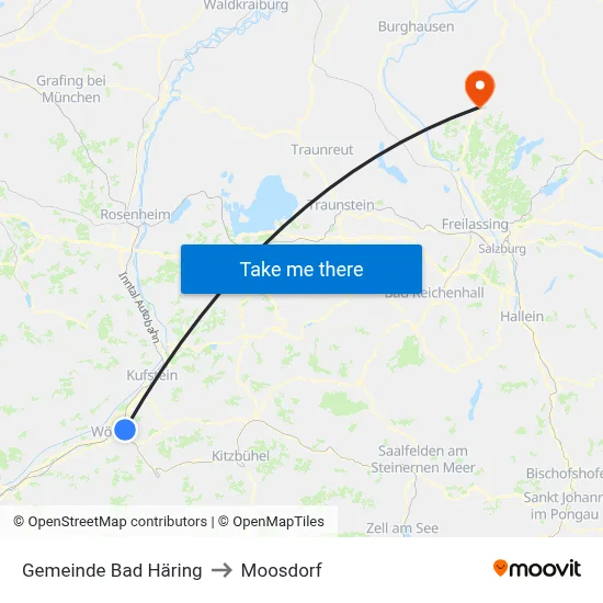Gemeinde Bad Häring to Moosdorf map