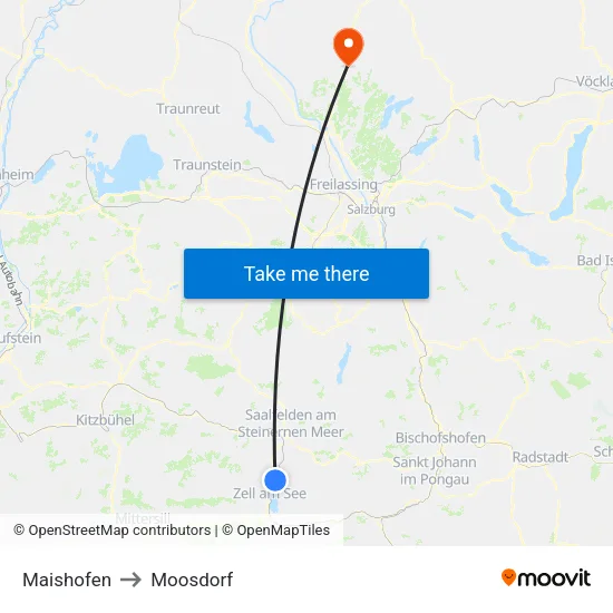 Maishofen to Moosdorf map