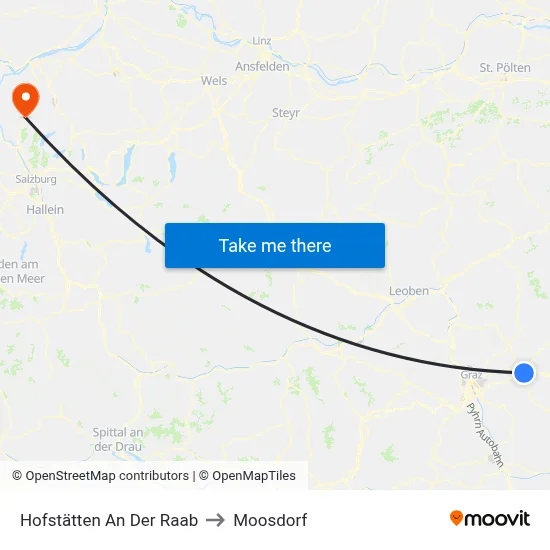 Hofstätten An Der Raab to Moosdorf map