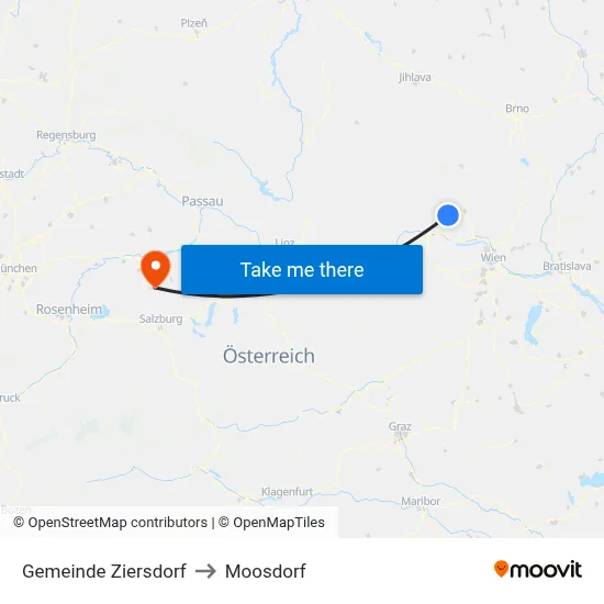 Gemeinde Ziersdorf to Moosdorf map
