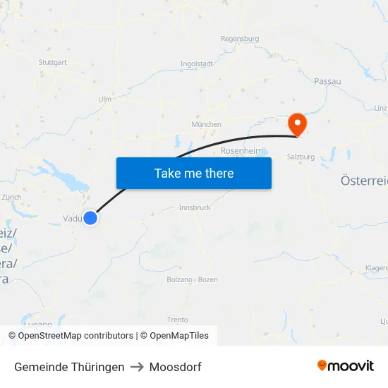 Gemeinde Thüringen to Moosdorf map