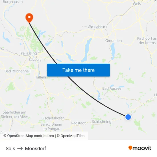 Sölk to Moosdorf map
