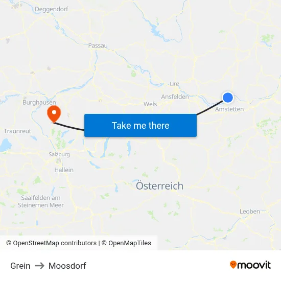 Grein to Moosdorf map