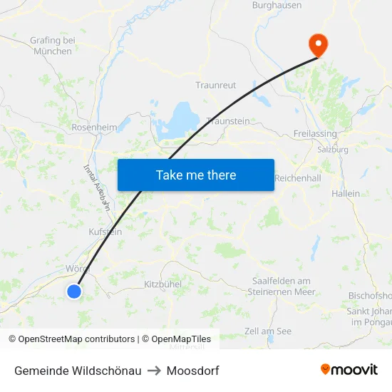 Gemeinde Wildschönau to Moosdorf map