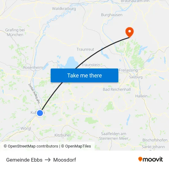 Gemeinde Ebbs to Moosdorf map