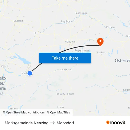Marktgemeinde Nenzing to Moosdorf map
