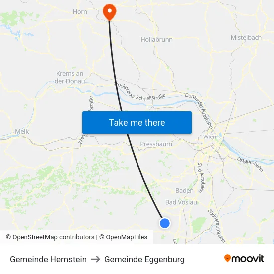 Gemeinde Hernstein to Gemeinde Eggenburg map